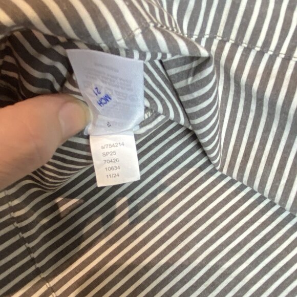 Ann Taylor Womens Shirt Dress Button Down Grey White Pin Stripe Cotton Blend 10 - Picture 6 of 10